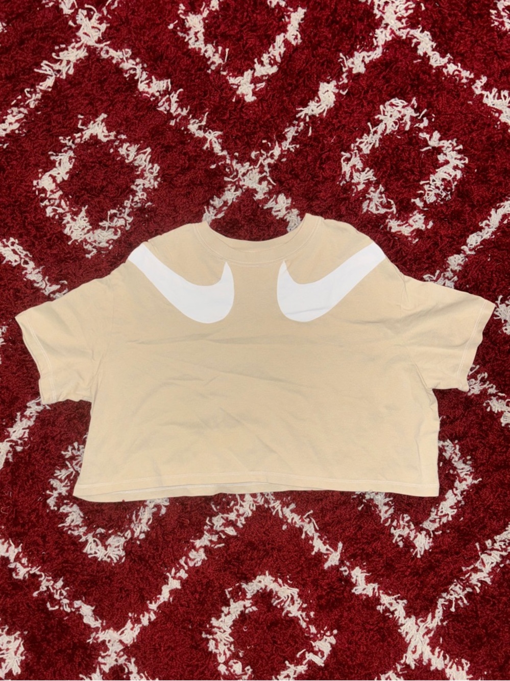 Nike Women’s Double Swoosh Boxy Cropped T-Shirt - Beige - X Large